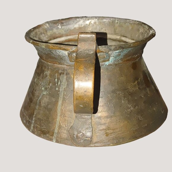 Pot Cauldron Patina Antique Rustic Copper Pitcher Pure Pour Solid Rivet Handle - Picture 2 of 8